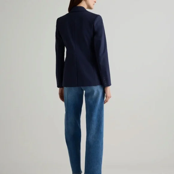 NWT Quince Navy Scuba Single Breasted Convertible Blazer - Picture 6 of 7